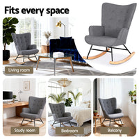 Artiss Rocking Armchair Nursing Chair Linen Fabric Grey