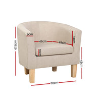 Artiss Armchair Tub Chair Beige Abby