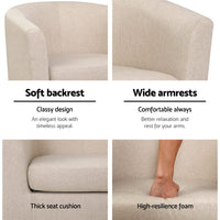 Artiss Armchair Tub Chair Beige Abby