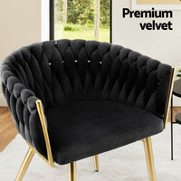 1 Set of 2 Artiss Dining Chairs Velvet Armchair Black