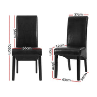 Artiss Dining Chairs Set of 2 Leather Parsons Chair Black