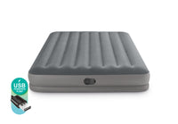 INTEX Queen Dura-Beam Standard Prestige Air Mattress 12" Queen w/ Built-In USB Electric Pump 64114