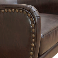 Vintage Brown Bonded Leather High Back Armchair