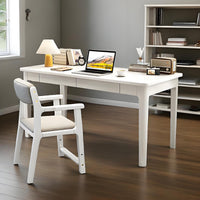 Mitch Solid Wood Study Desk /Rubberwood/Minimal Assembly/White