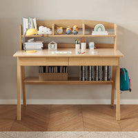 Solid Wood Study Desk with Shelf and Drawers/Rubberwood/Home Office Desk