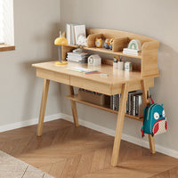 Solid Wood Study Desk with Shelf and Drawers/Rubberwood/Home Office Desk