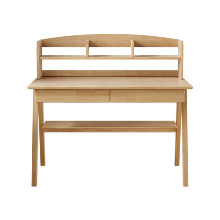 Solid Wood Study Desk with Shelf and Drawers/Rubberwood/Home Office Desk