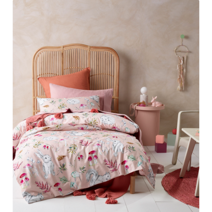 Story Time Pink Printed Cotton Quilt Cover Sets by Happy Kids Single