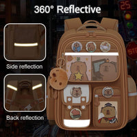 Cute Capybara Backpack with Chic Case and More Pins Ita Bag Cartoon Laptop Travel Utility Funny Going Out Casual Bag(Khaki)