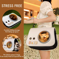 Printed Space Capsule Cat Bag, Large Capacity Crossbody Dog Bag, Universal Pet Bag for All Seasons
