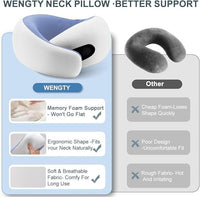 Travel Pillows for Airplanes,Memory Foam Neck Pillow for Traveling,Smooth & Cooling Fabric Plane Pillow for Long Flight,Ideal for Travels,Airplanes,Offices,Cars (Gray, Standard-Broad Fit)