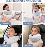Travel Pillows for Airplanes,Memory Foam Neck Pillow for Traveling,Smooth & Cooling Fabric Plane Pillow for Long Flight,Ideal for Travels,Airplanes,Offices,Cars (Gray, Standard-Broad Fit)