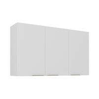 White Flat Pack DIY Steel Kitchen Wall Cabinet with 3 Doors + 2 Shelves - Renova