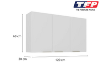 White Flat Pack DIY Steel Kitchen Wall Cabinet with 3 Doors + 2 Shelves - Renova