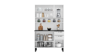 Free Standing Steel Kitchen Cabinet/Cupboard with Countertop Storage - Pratika White Flatpack DIY