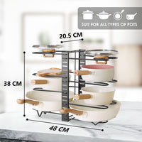CARLA HOME Adjustable 8-Tier Pan Rack Pot Organizer for Kitchen Cabinet