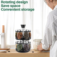 CARLA HOME Rotating Spice Rack Organizer with 16 Glass Jars for Kitchen Seasoning and Herb Storage