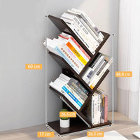 CARLA HOME 5-Tier Tree Bookshelf Storage Rack for Home Office or Bedroom (Black)