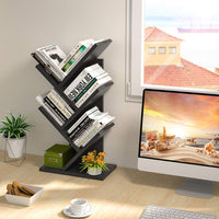 CARLA HOME 5-Tier Tree Bookshelf Storage Rack for Home Office or Bedroom (Black)