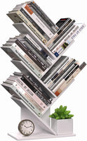 CARLA HOME 5-Tier Tree Bookshelf Storage Rack for Home Office or Bedroom (White)