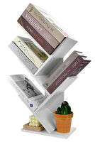 CARLA HOME 5-Tier Tree Bookshelf Storage Rack for Home Office or Bedroom (White)
