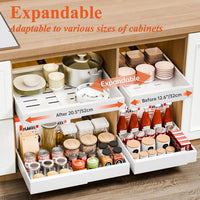 CARLA HOME Pack Pull Out Cabinet Organizer Expandable for Cabinets with Adjustable Slide Out Shelves and Easy Installation (White)