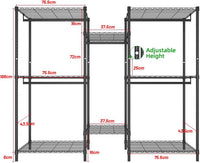 CARLA HOME Heavy Duty Clothing Garment Rack Organizer with Hanging Rods & Storage Shelves for Clothes, Shoes & Wardrobe
