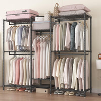 CARLA HOME Heavy Duty Clothing Garment Rack Organizer with Hanging Rods & Storage Shelves for Clothes, Shoes & Wardrobe