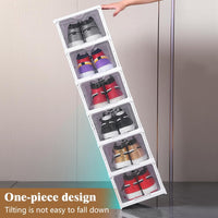 CARLA HOME 6-Tier Stackable Shoe Storage Box Organizer with Clear Door for Closet, Entryway or Cabinet