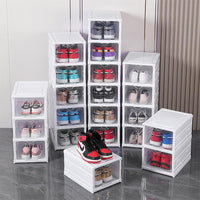 CARLA HOME 6-Tier Stackable Shoe Storage Box Organizer with Clear Door for Closet, Entryway or Cabinet