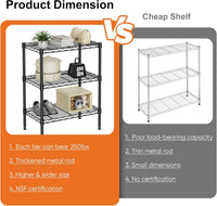 CARLA HOME 3-Tier Adjustable Metal Storage Shelves Wire Rack Organizer for Kitchen, Pantry, Bathroom or Laundry Room (60cm W x 35cm D x 103cm H)