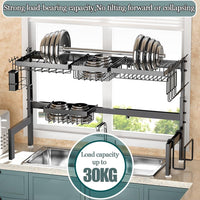CARLA HOME Adjustable Over the Sink Dish Drying Rack with Utensil Holder, Hooks & Cutting Board Rack for Kitchen Counter Storage