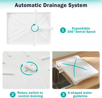 CARLA HOME 2-Tier Large Dish Drying Rack with Drainboard, Utensil Holder, Glass Hooks & Cutlery Storage (White)