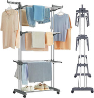 CARLA HOME Folding Clothes Drying Rack with Wheels and Adjustable Side Wings for Laundry Rack and Clothes Storage (Upgraded Model)