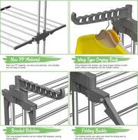 CARLA HOME Folding Clothes Drying Rack with Wheels and Adjustable Side Wings for Laundry Rack and Clothes Storage (Upgraded Model)
