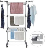 CARLA HOME Folding Clothes Drying Rack with Wheels and Adjustable Side Wings for Laundry Rack and Clothes Storage (Upgraded Model)