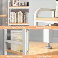 CARLA HOME  2-Tier Metal Desktop Hutch Bookshelf with Grid Panel for Computer Desk and Office Countertop