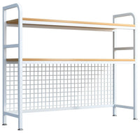 CARLA HOME  2-Tier Metal Desktop Hutch Bookshelf with Grid Panel for Computer Desk and Office Countertop