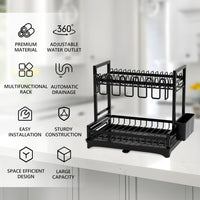 CARLA HOME Dish Drying Rack 2-Tier Kitchen Drainer with Drainboard