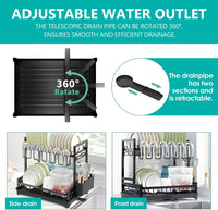 CARLA HOME Dish Drying Rack 2-Tier Kitchen Drainer with Drainboard