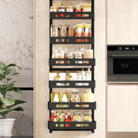 CARLA HOME 6 Tier Over the Door Organizer with Adjustable Metal Pantry Storage Rack and Hanging Baskets for Kitchen and Bathroom