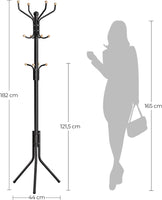 Metal Coat Rack Stand Hat Hanger, Black, 182cm
