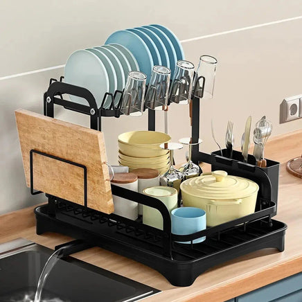 2 Tier Dish Drainer Rack with Drain Basket