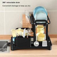 2 Tier Dish Drainer Rack with Drain Basket