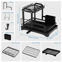 2 Tier Dish Drainer Rack with Drain Basket