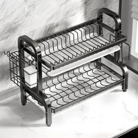 Compact 2-Tier Dish Drying Rack with Drainboard