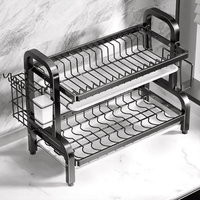 Compact 2-Tier Dish Drying Rack with Drainboard