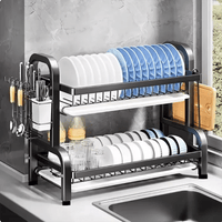 Compact 2-Tier Dish Drying Rack with Drainboard