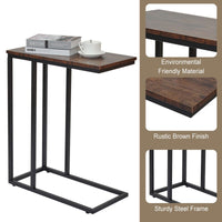 C-Shaped Sofa Side End Table Metal Frame Laptop Tray - All Family
