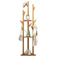Bamboo Coat Rack Stand with Umbrella Holder - Hanging Storage
